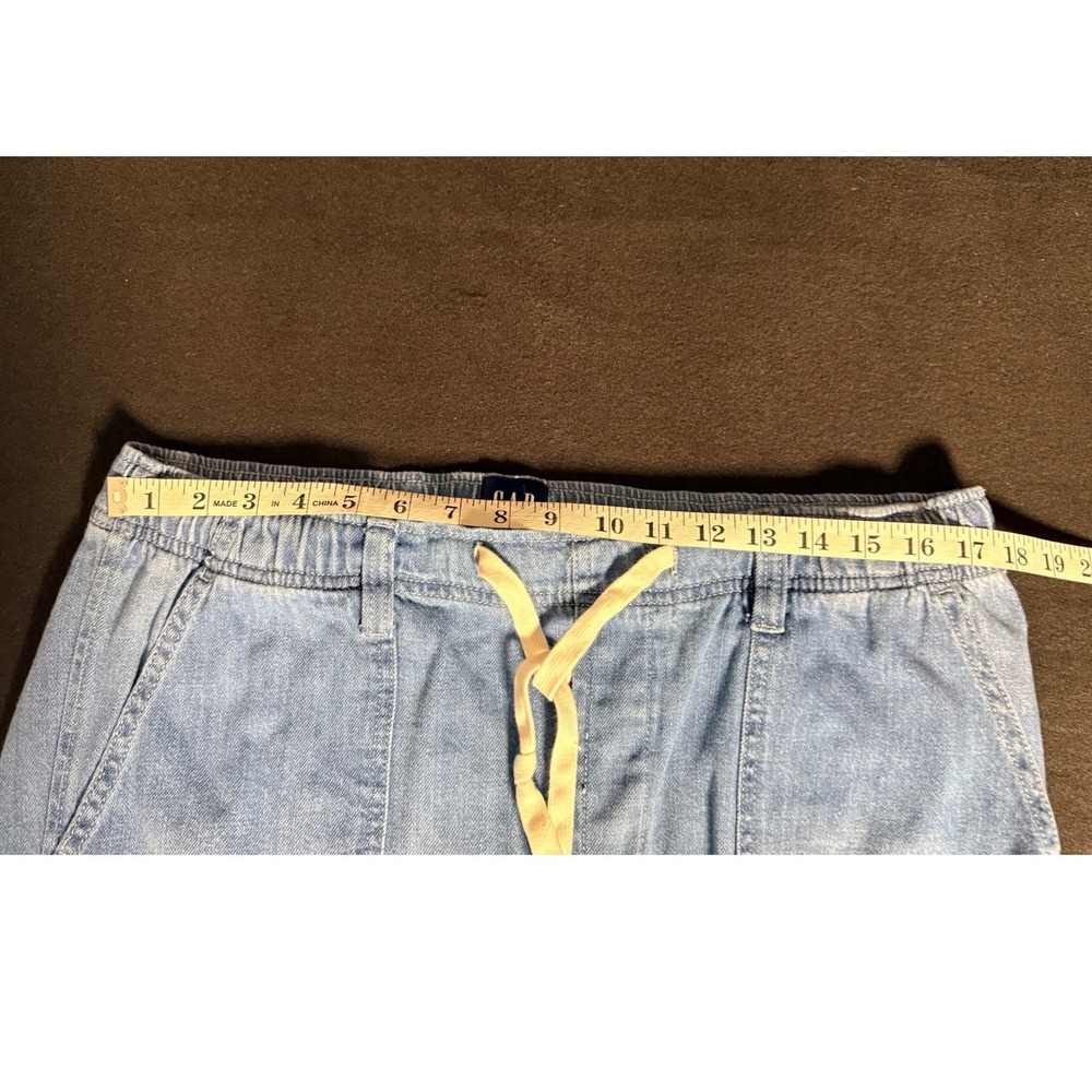 GAP Easy Jean Cargo Pants Large Petite Indigo Drawstring Utility Pockets - Picture 7 of 8